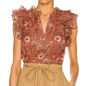 Ulla Johnson Ruffle Sleeveless Floral Elisa In Rosebud Top Size 2
